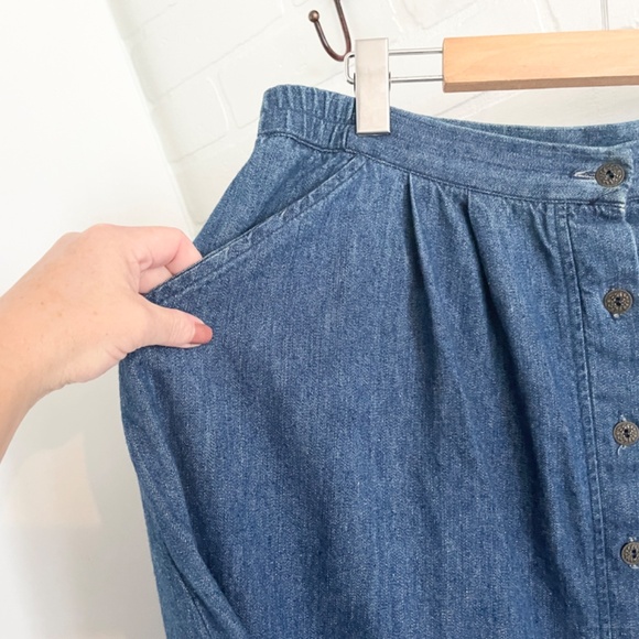 Denim Blue Button-Front Skirt - Picture 4 of 12